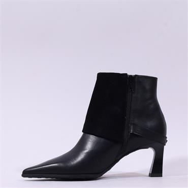 Hispanitas Paris Turn Up Heel Ankle Boot - Black Leather